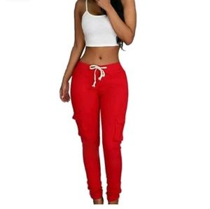 Women's Red Jegging/Leggings style Stretch Pants Super Comfy Size US XL EUR XXL
